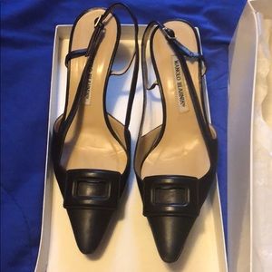Manolo Blahnik Black Slingback Heels